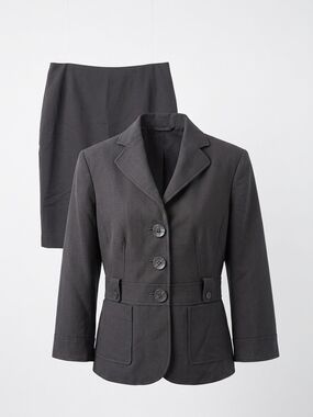 Signature by Larry Levine Charcoal Gray Tailored Blazer & Skirt